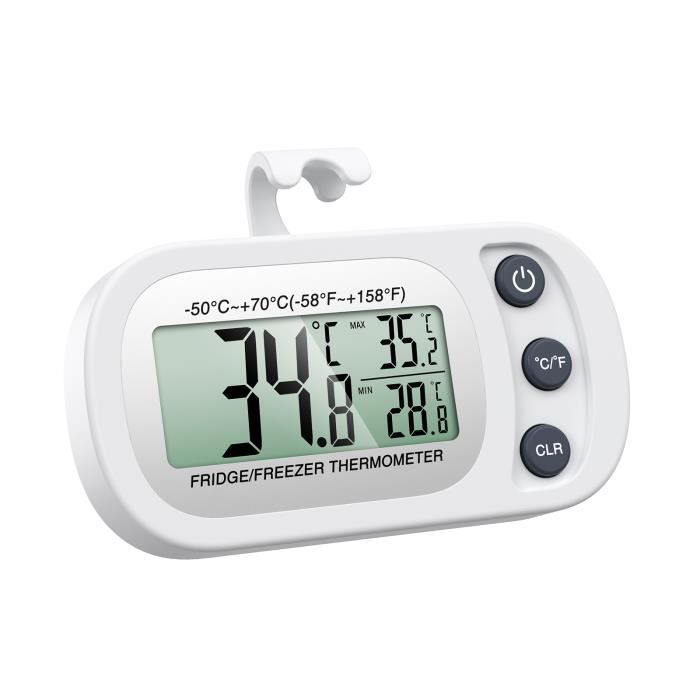 Thermomètre de Frigo Congelateur ORIA, Thermomètre de Réfrigérateur,  Min/Max, ℃/℉, Précision : ±1℃ (Blanc) - Cdiscount Maison