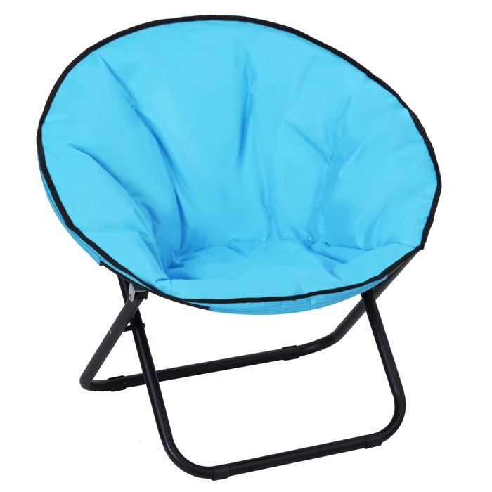Outsunny Loveuse Fauteuil Rond de Jardin Fauteuil Lune papasan Pliable Grand Confort Grand Coussin fourni Oxford Bleu