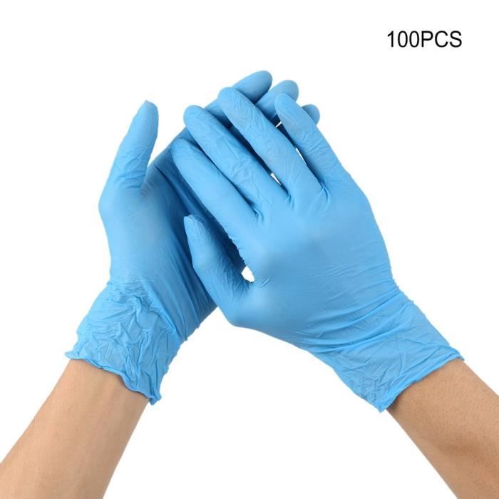 Lot de 100 gants nitrile à usage unique - Elastiques et résistants