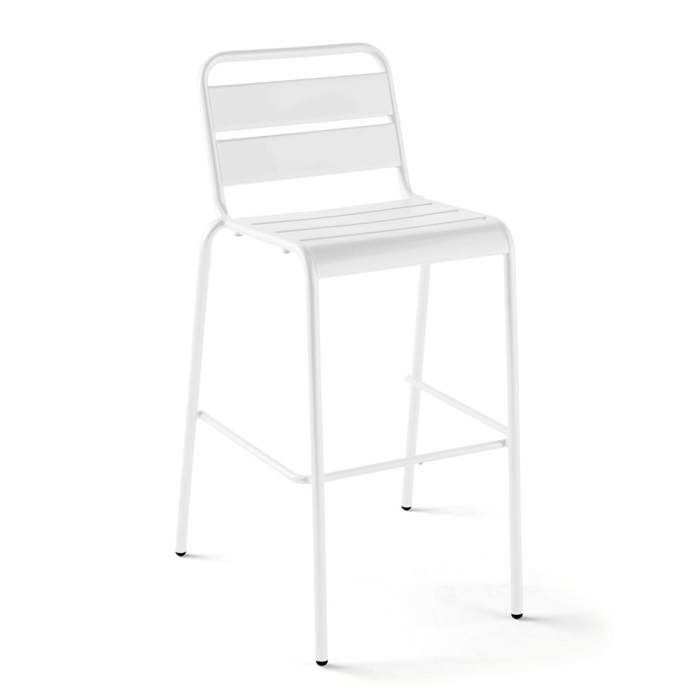 Chaise de bar haute en métal blanc Palavas Oviala