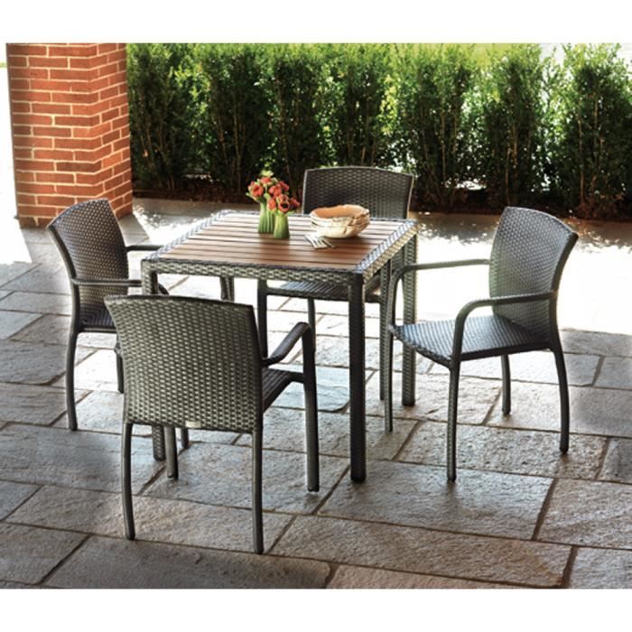 Salon Jardin De Table 4 Chaises Avec Accoudoirs Achat Vente