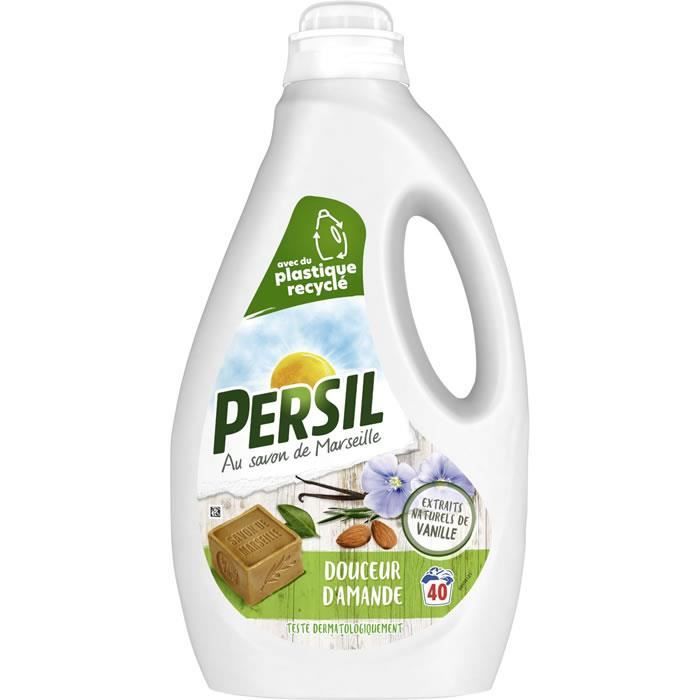 Persil liquide lessive au savon de Marseille 1.8L 40 lavages au douceur d'amande et extraits naturels de vanille