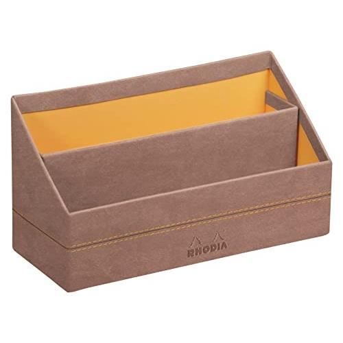RHODIA 194568C - Trieur 4 Tiroirs Or - 24,8 x 32,7 x 22,8 cm - Piqûres Sellier Orange - Extérieur Simili Cuir-Collection Home Office rama - Organisation de Bureau & Rangement Design