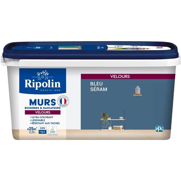Ripolin Déco murs boiseries & radiateurs bleu séram velours - 25 L