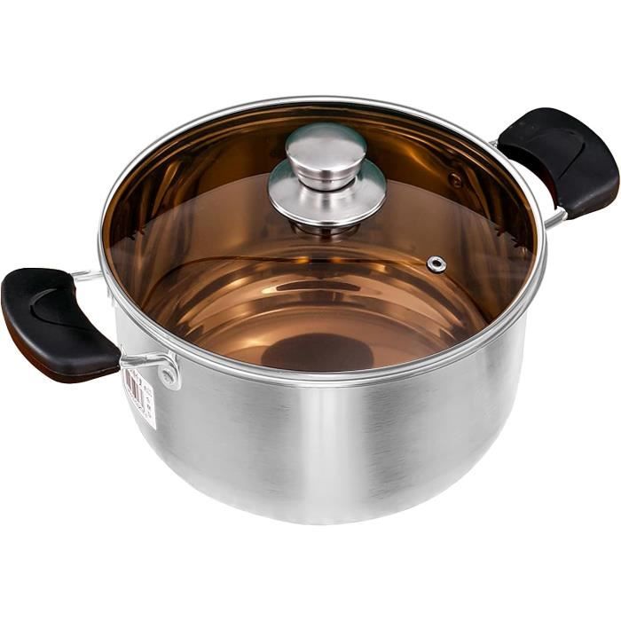 Casserole à Pâtes - BEYOND® - Acier Inoxydable - Couvercle en Verre - Passoire Amovible - 24 cm - Maison