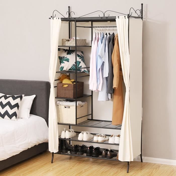 Songmics Armoire De Rangement Penderie De Vetement Cadre En Metal