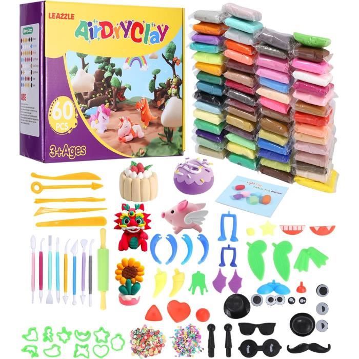 Pate a Modeler,60 Couleurs Argile Autodurcissante Pâte à Modeler ...