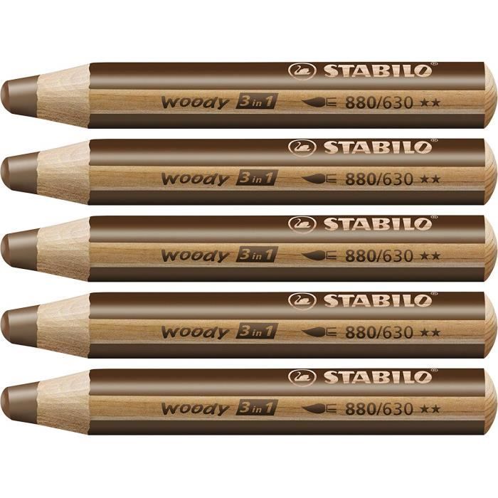 STABILO Woody Lot de 5 Crayons de couleur Terre de Sienne brûlée - 4006381111287