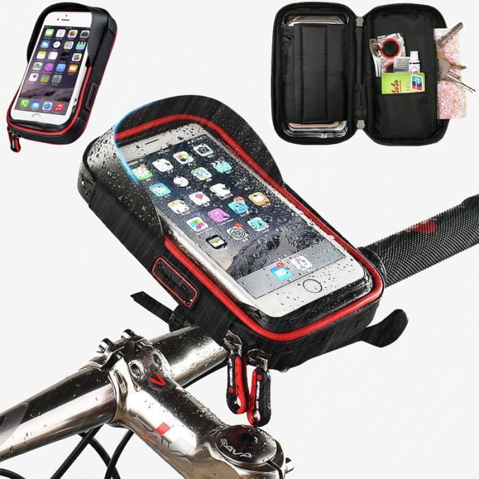 Support Vélo Téléphone Etanche, Sacoche Vélo pour Guidon de Vélo VTT Moto  avec Housse Transparante Ecran Tactile Rotation 360°,Rouge - Cdiscount Sport