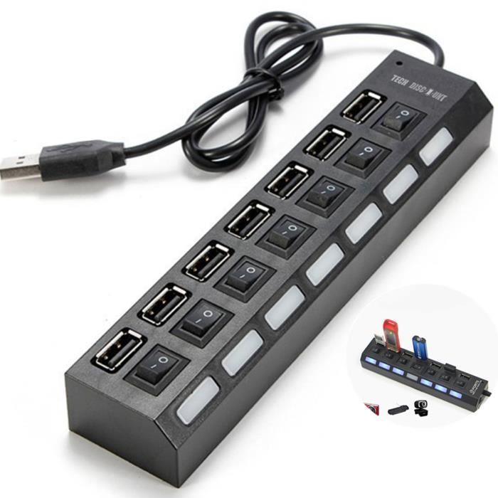 Meilleurs prix pour Prise multiple électrique interrupteurs alimentation Bloc Adaptateur Multi Parafoudre intelligent Ethernet 7 ports HDMI indépendant