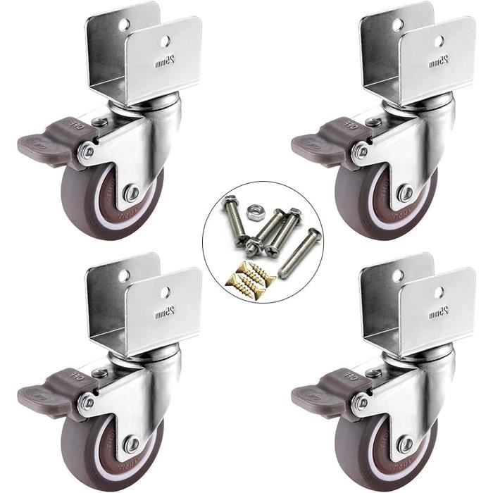 Roulette Pivotante 1.5 Pouces Avec Tige Filetée M - Roue En PU, Rotation 360°, Pour Meubles, Valises, Chariots