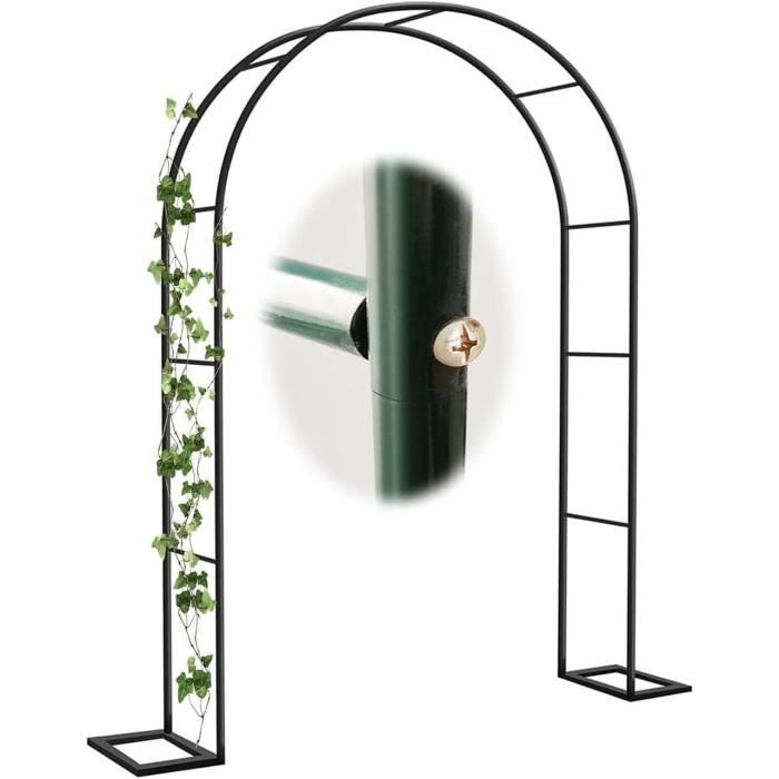 Arche De Jardin Extérieure En Acier - L260 X H230 Cm - Noire - Support Pour Plantes Grimpantes - Facile à Monter