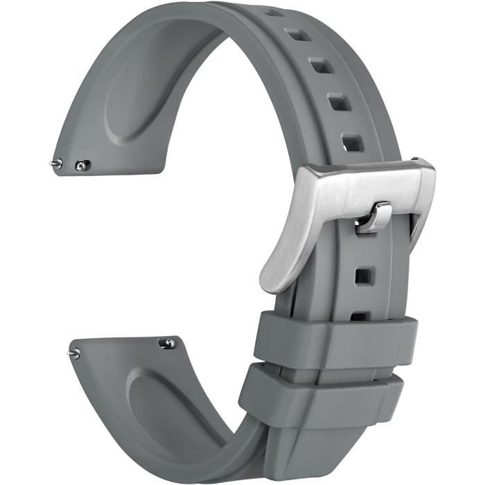 Bracelet De Montre En Silicone Gris - Largeur 10 Mm, Neuf (jamais Porté)
