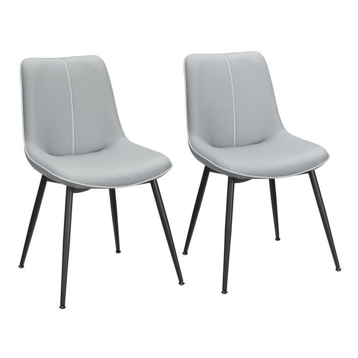 chaise de salle à manger - vasagle - lot de 2 - assise rembourrée - pieds en acier réglables - gris tourterelle