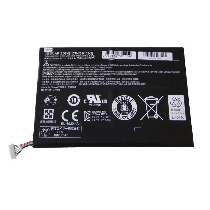 Batterie 7300mAh 1ICP4/83/103-2 – Pour Acer Iconia W510 – Compatible