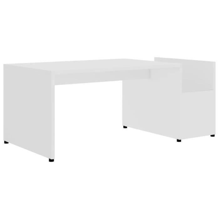 Vidaxl table basse blanc 90x45x35 cm agglom&eacute;r&eacute; 802921