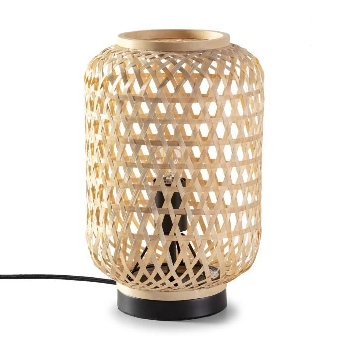 Lampe à poser Yuna en bambou diamètre 22 5 cm