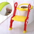 Chaise Échelle de toilette Enfant Bébé Pliable et Réglable avec Marches Step Toilettes Confortable Rouge-Jaune VINTEKY®-1