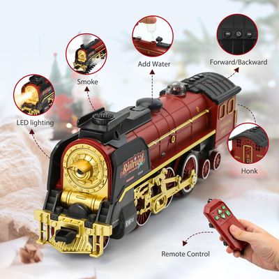 Train à Vapeur De Noël électrique – Avec Fumée, Lumières Et Son, Pour Décorer Le Sapin