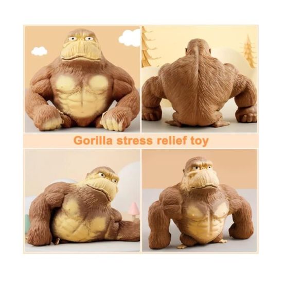 Gorille Élastique Antistress Jaune - Jouet De Décompression Amusant Pour Détente Et Fêtes