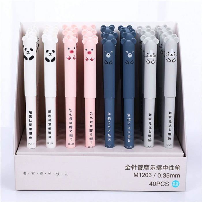 30 Pièces Stylos à Encre Gel de Dessin Animé, Styles Assortis Aléatoires Mignons Encre Noire 0