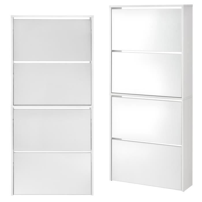 Meuble à Chaussures 4 étagères Avec Miroir, 63x17x134 Cm, Couleur Chêne, Neuf En Paquet