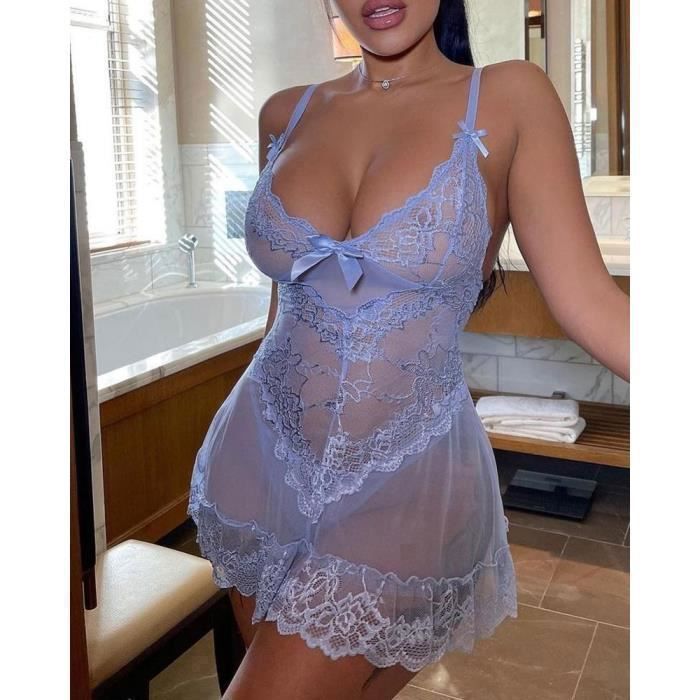 Nuisette Femme Sexy RSLOVE - Dentelle Ajourée Avec String