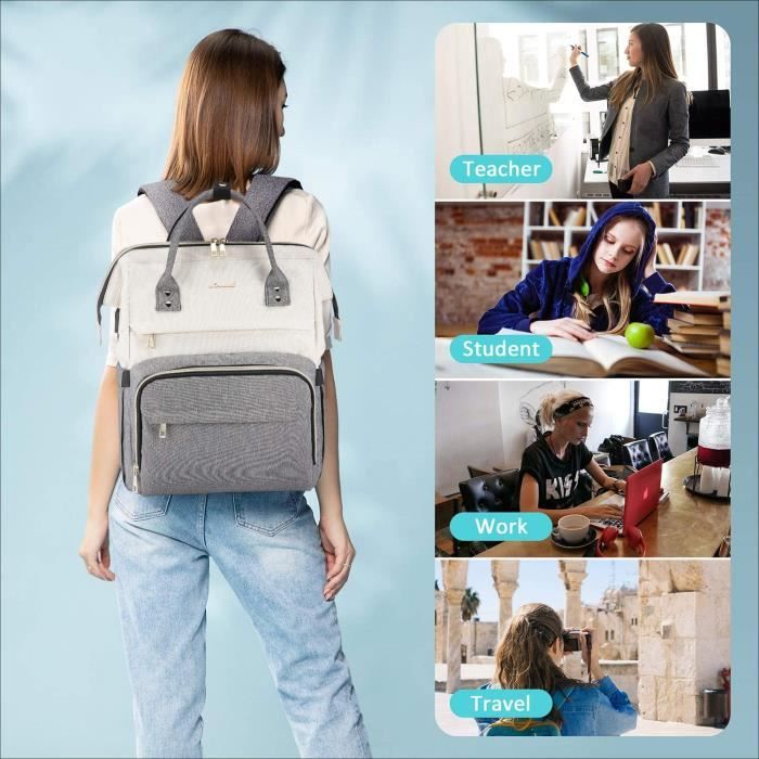 Sac à Dos Femme, LOVEVOOK Imperméable Sac a Dos PC Portable 15,6