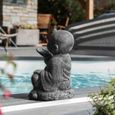 Statue de jardin moine shaolin heureux patiné gris 40 cm-3