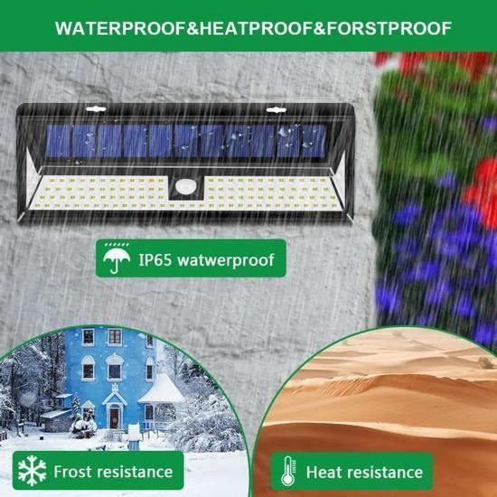 Projecteur Solaire Extérieur 3 Têtes Avec Détecteur De Mouvement - 138 LEDs, 1200 Lm - IP65 - 3 Modes - Pour Jardin, Allée, Garage - 8