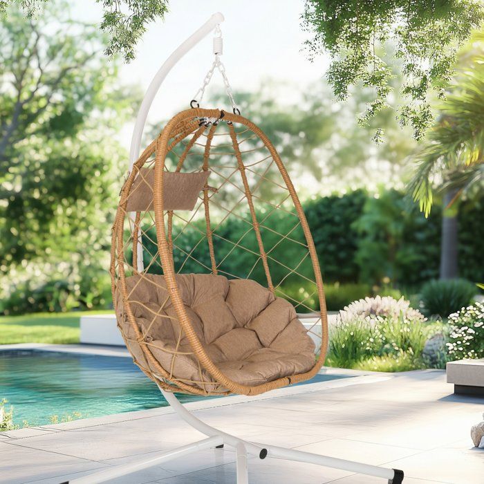 Fauteuil Suspendu Bohème Bathonly 150kg - Chaise Macramé Coton Avec Coussin Pivotante Jardin Intérieur Extérieur