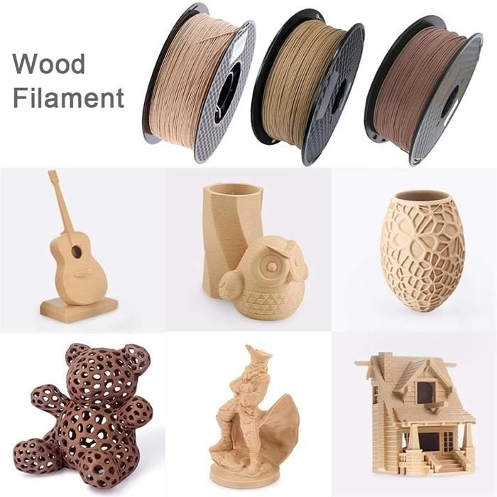 Filament de l'imprimante 3D de 250g ou 500g, PLA en bois 1,75 mm en bois  clair, matériau d'impression 3D, bois noir bois foncé com - Cdiscount  Informatique