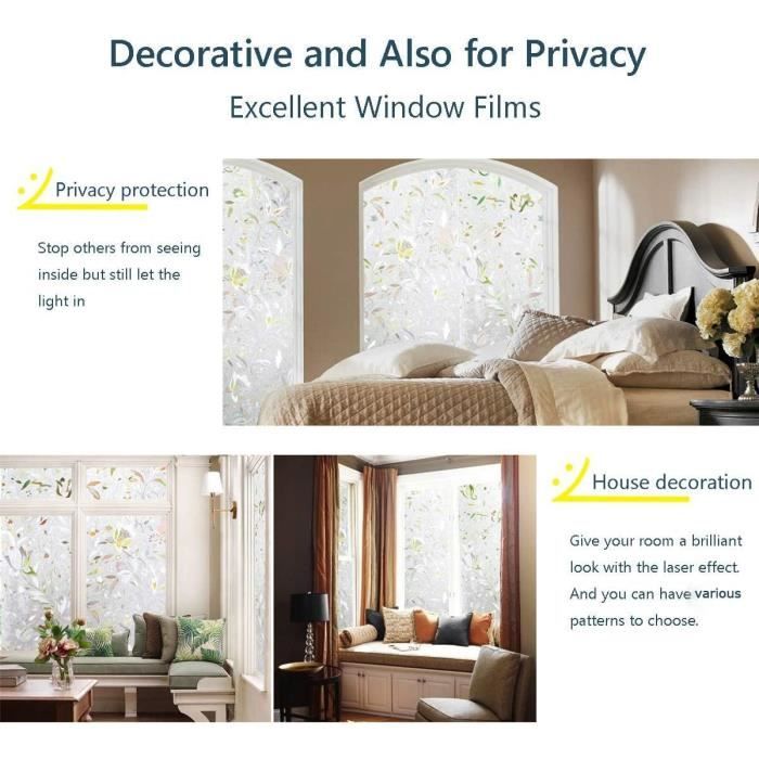 Film électrostatique Pour Vitre Anti-regard - 65 X 170 Cm, Dépoli, Anti-UV 96%, Pour Salle De Bain, Bureau, Déco