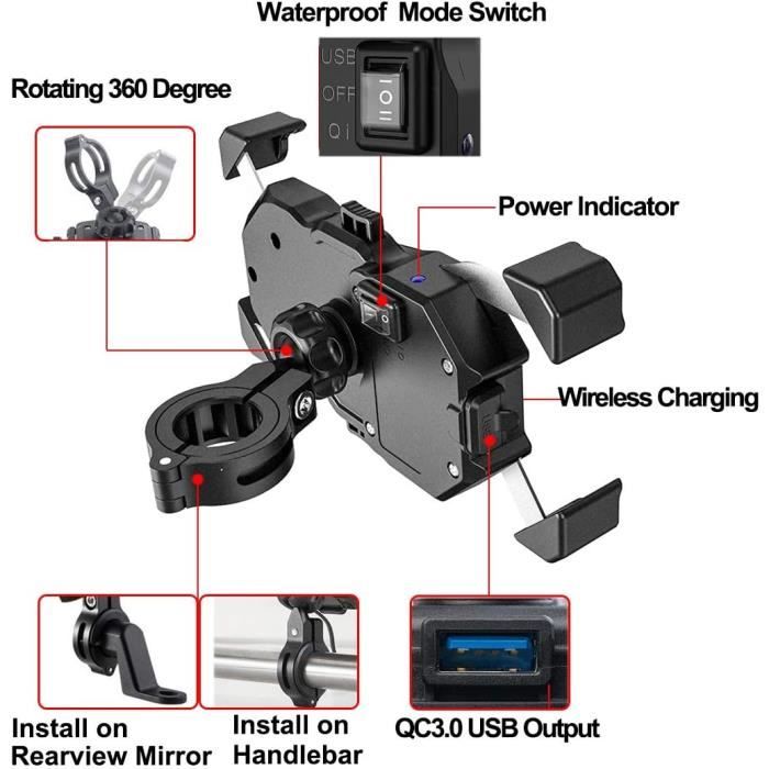 Support Chargeur Voiture Sans Fil 15W - Porte-téléphone à Ventouse Pour Pare-brise, Charge Rapide Et Réglable