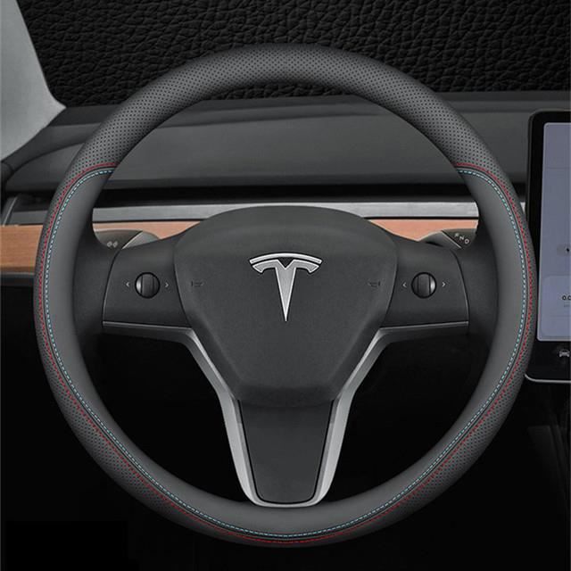 COUVRE-VOLANT,38 O NM WH--Couverture de volant pour Tesla modèle 3 Y S X  Nappa en cuir 4 saisons 36 39 CM de diamètre, accessoires'i - Cdiscount Auto