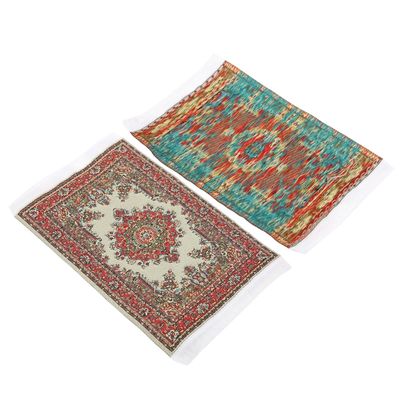 DKDDSSS Lot De 4 Tapis Vintage Pour Maison De Poupée 1:12 – Tissé Main, 2 Coussins Inclus – Déco Miniature