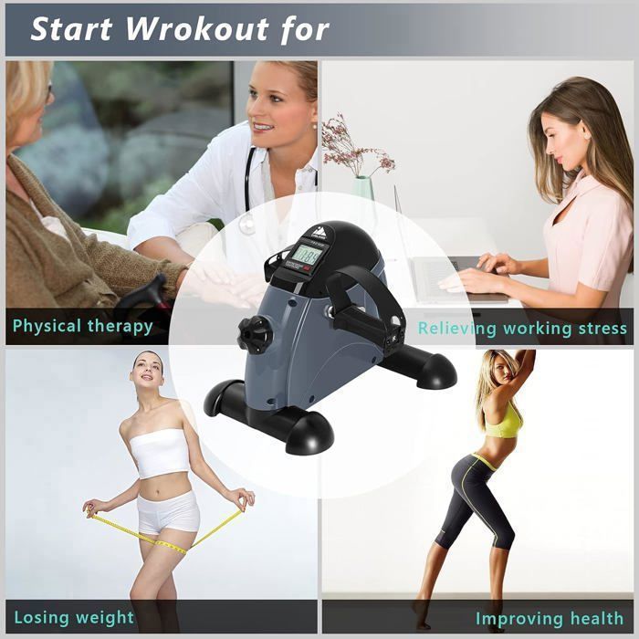 Mini Pédalier D'exercice SPORTINATOR - Pour Bras Et Jambes, Résistance Réglable, écran LCD - Compact Jusqu'à 120 Kg - 3