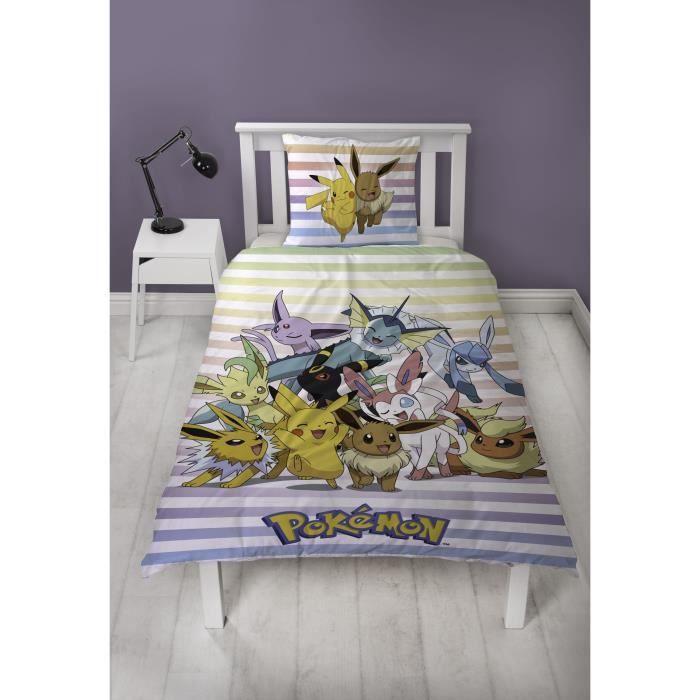 Parure De Lit Enfant Pokémon Pikachu - Housse De Couette 140x200 Cm + Taie, Textile Doux Oeko Tex !