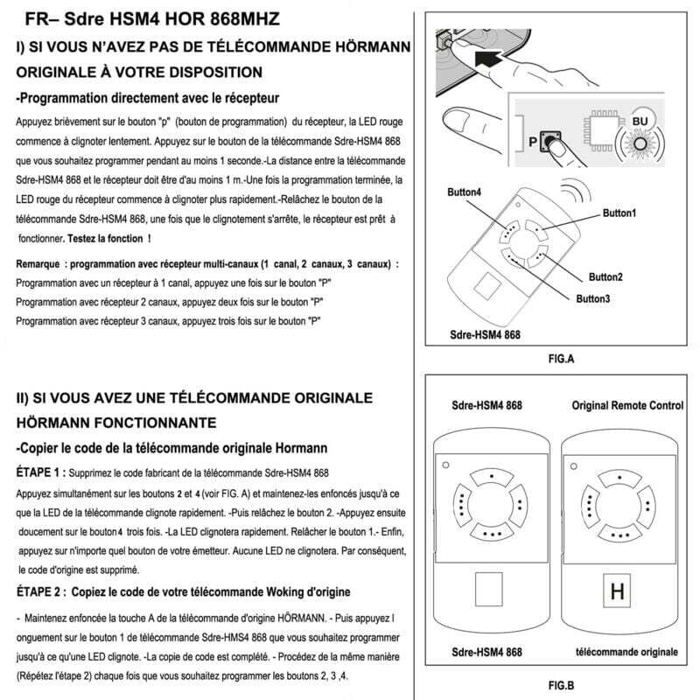 de Garage Sdre HSM4 868 MHz avec 4 Boutons Couleur Bleue — free download