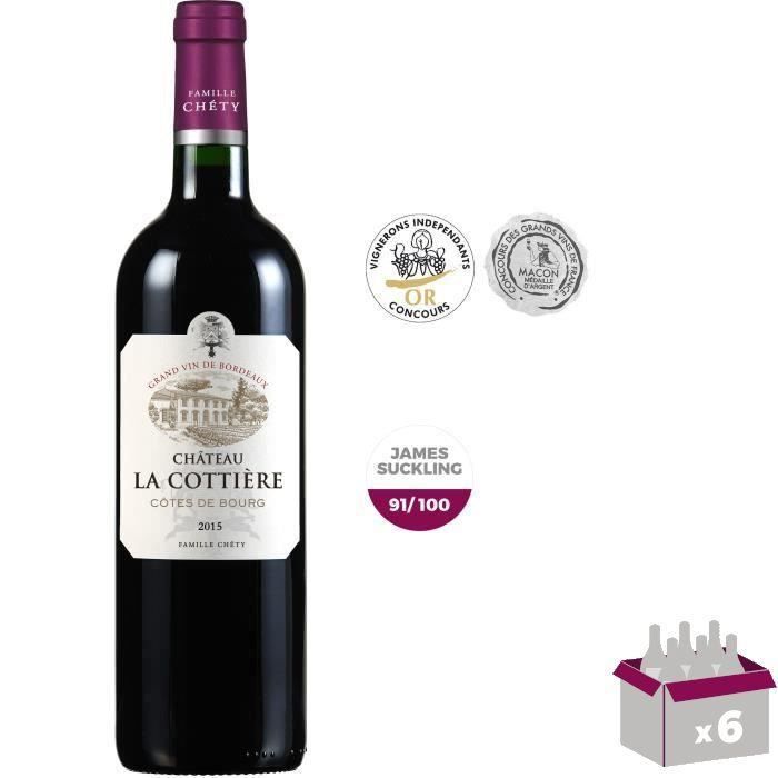 Château La Cottière 2015 Côtes de Bourg - Vin rouge de Bordeaux x6