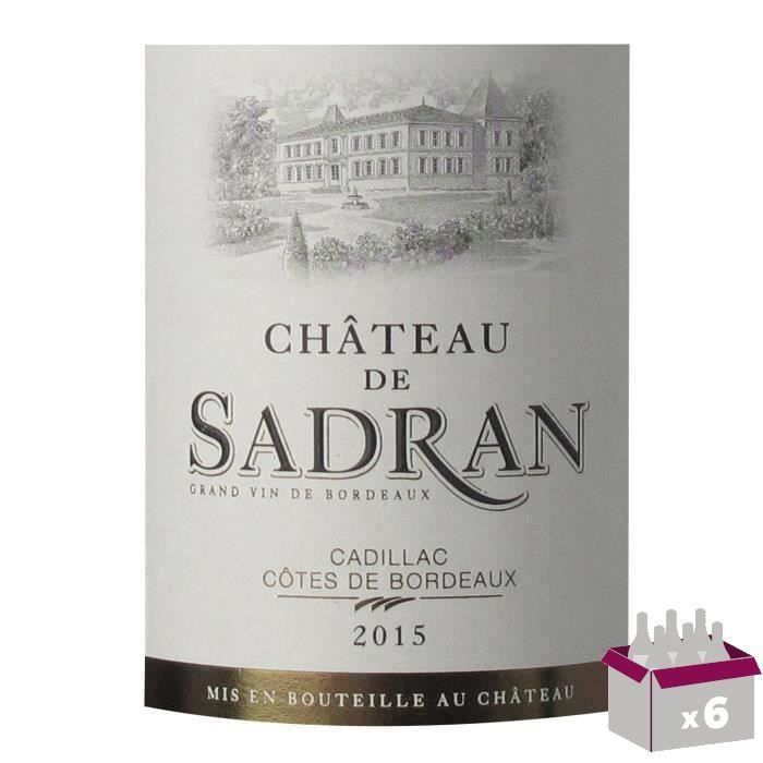 Château de Sadran 2015 Cadillac - Vin rouge de Bordeaux x6