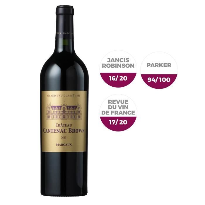 Magnum Château Cantenac Brown 2015 Margaux Grand Cru - Vin rouge de Bordeaux