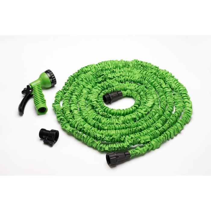 douche pour animal domestique pelouse Tuyau d'arrosage flexible de 15 m avec double noyau en latex 9 motifs Buse de pulvérisation Tuyau puissant pour jardin 
