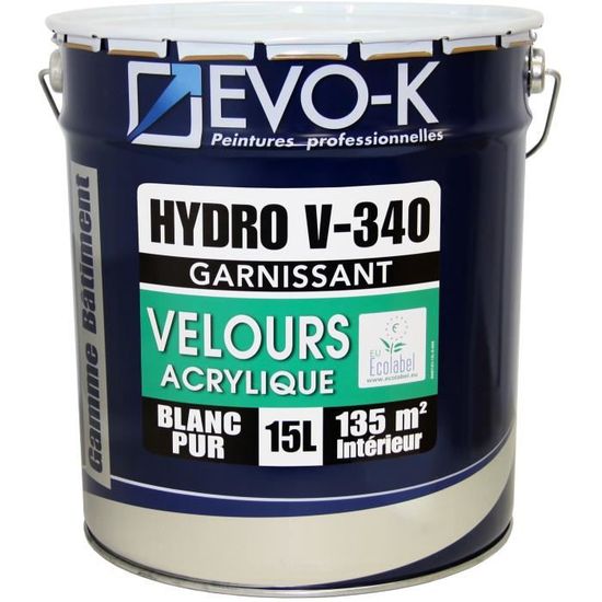 EVO-K Peinture professionnelle monocouche murs et plafonds Hydro V340 15 L  blanc velours - Achat / Vente peinture - vernis EVO-K Peinture  professionnelle monocouche murs et plafonds Hydro V340 15 L blanc velours -  Cdiscount