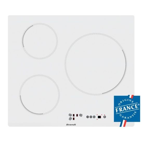 TABLE INDUCTION BRANDT 3 FEUX BLANCHE 7200 WATTS