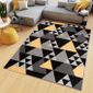 Tapiso Maya Tapis Salon Chambre Ado Moderne Géométrique Triangles Jaune Gris Noir Fin 220 X 300 Cm