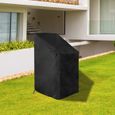 Housses Chaises Empilable de Jardin Imperméable Protection UV 210D Tissu Oxford - Noir 120x65x65/80CM-0