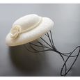 Chapeau de Femme Fille Dentelle Fleurs et Perles Elégant Béret Bandeau Bonnet Britannique Rétro pour Cérémonie Soirée, Blanc-0