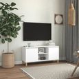 3104•NEW•Meuble TV avec pieds Meuble banc TV - Meuble HI-FI|Meuble Television moderne en bois massif Blanc 103,5x35x50 cm Meuble de-0