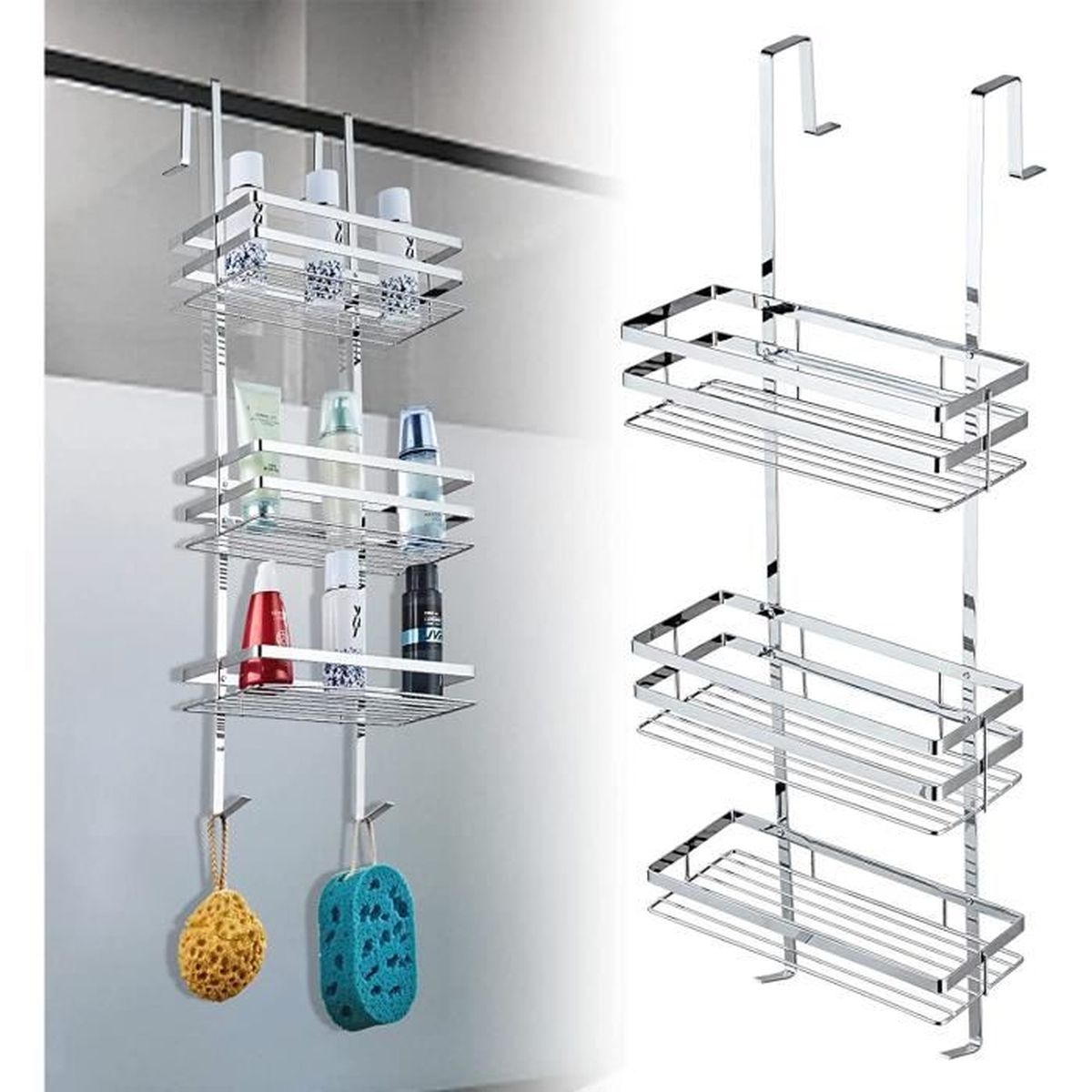 UISEBRT Etagère de douche sans perçage en acier inoxydable argent, 80cm